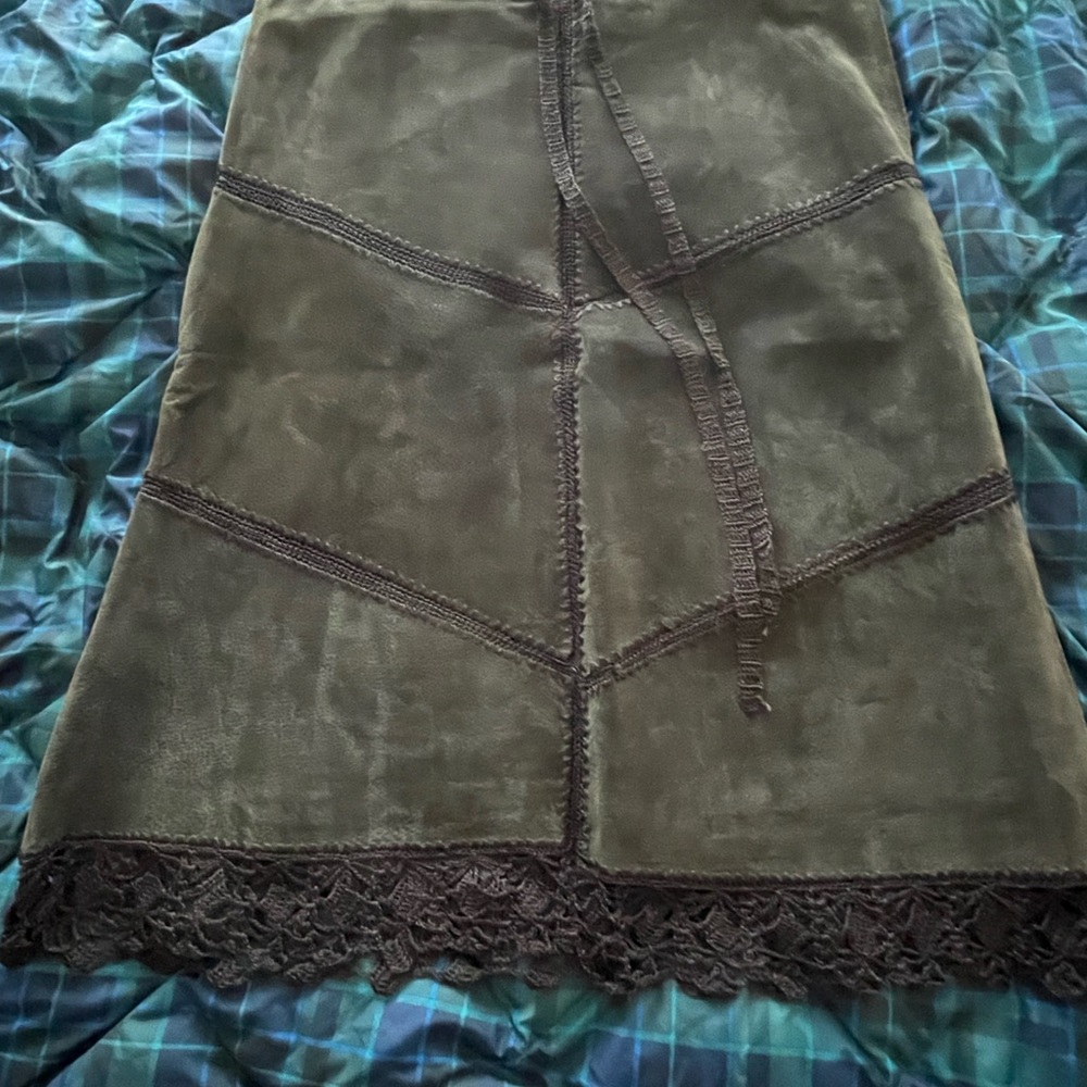 Soft brown suede with Lace Trim